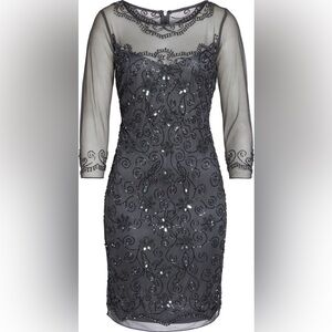 Pisarro Nights Beaded Mesh Sheath Dress 4
